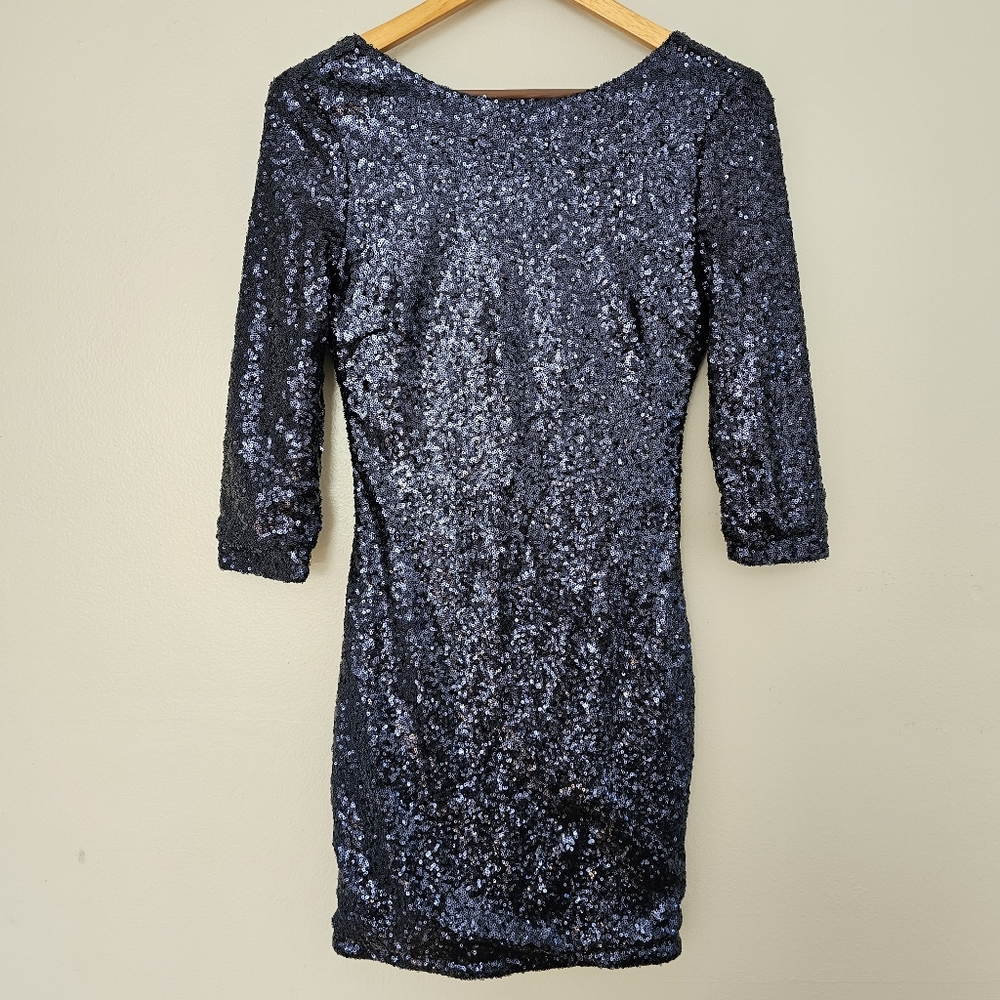 Tobi Navy Blue Sequin Mini Dress